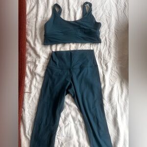 lululemon athletica Teal Ribbed Sports Bra + Leggings Set